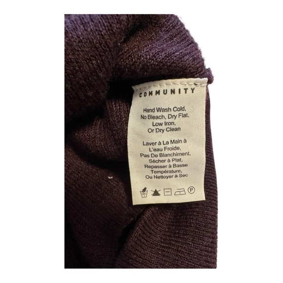 Community With Cashmere Sweater Ribbed Long Sleeves Burgundy Pullover - Size XS - Picture 7 of 12